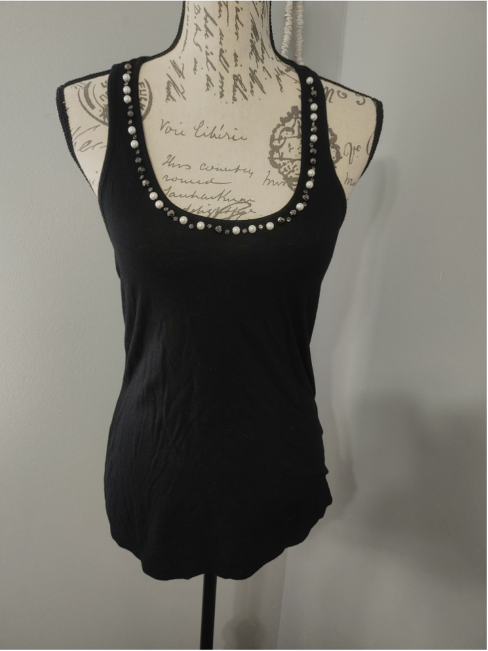 Women's Express Black Beaded Tank Top XS